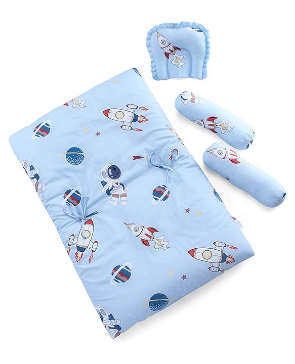 Babyhug Super Saver Bedding Combo Set of 3 Sailor Friends Print - Blue| 100% Cotton| Pillows & Bolsters Included| Lightweight & Travel Friendly| Breathable Fabric| Gifting  Option for 0to6 Months