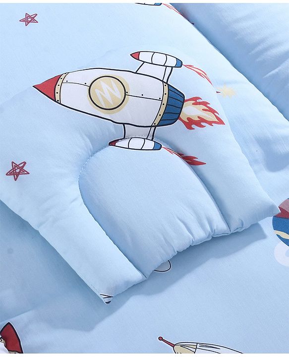 Babyhug Super Saver Bedding Combo Set of 3 Sailor Friends Print - Blue| 100% Cotton| Pillows & Bolsters Included| Lightweight & Travel Friendly| Breathable Fabric| Gifting  Option for 0to6 Months