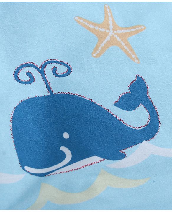 Babyhug 100% Cotton Digital Print Mattress Set with Mosquito Net Sailor Friends -Blue|U Shaped Pillow|Zipper Opening|Foldable & Travel Friendly|Newborn Gifting Option|Use on Floor Cribs Cots or Cradle