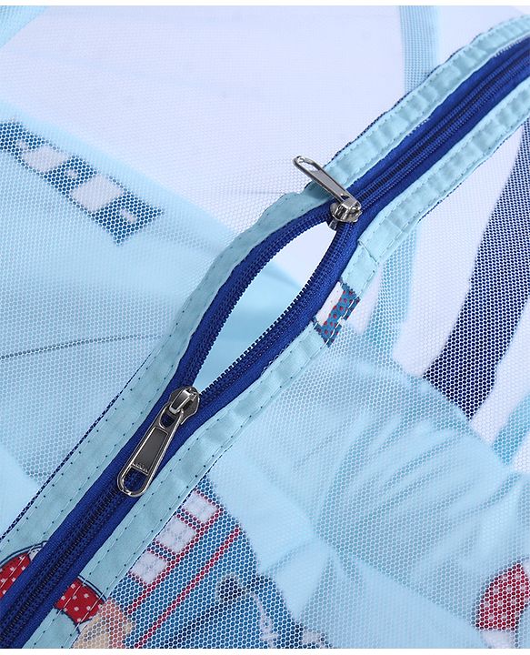 Babyhug 100% Cotton Digital Print Mattress Set with Mosquito Net Sailor Friends -Blue|U Shaped Pillow|Zipper Opening|Foldable & Travel Friendly|Newborn Gifting Option|Use on Floor Cribs Cots or Cradle