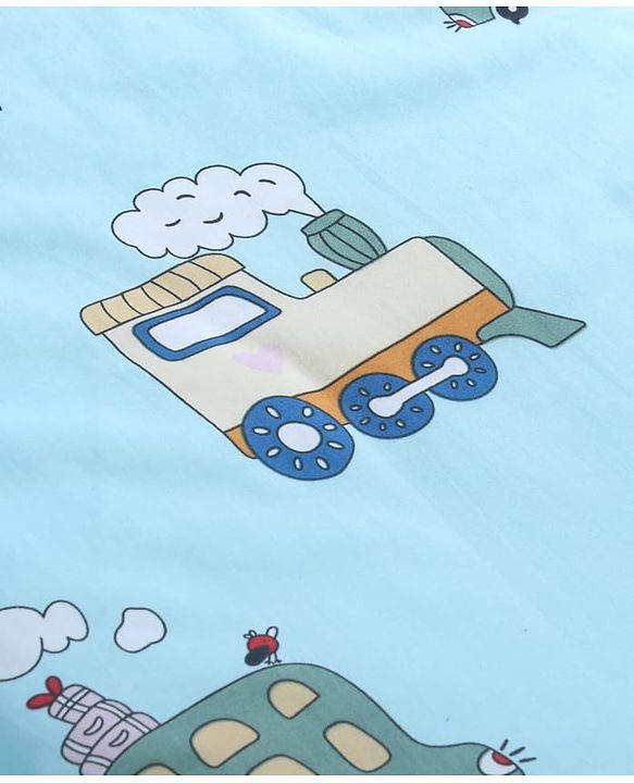 Babyhug 100% Cotton Digital Print Mattress Set with Mosquito Net Sailor Friends -Blue|U Shaped Pillow|Zipper Opening|Foldable & Travel Friendly|Newborn Gifting Option|Use on Floor Cribs Cots or Cradle