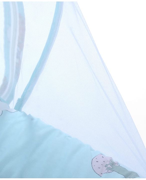 Babyhug 100% Cotton Digital Print Mattress Set with Mosquito Net Sailor Friends -Blue|U Shaped Pillow|Zipper Opening|Foldable & Travel Friendly|Newborn Gifting Option|Use on Floor Cribs Cots or Cradle