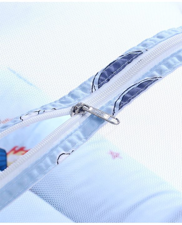 Babyhug 100% Cotton Digital Print Mattress Set with Mosquito Net Sailor Friends -Blue|U Shaped Pillow|Zipper Opening|Foldable & Travel Friendly|Newborn Gifting Option|Use on Floor Cribs Cots or Cradle