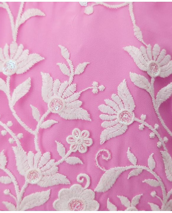 Babyhug Net Woven Frill Sleeves Floral Embroidred Choli Lahenga Set with Dupatta - Pink