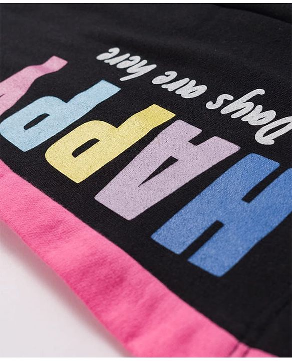 Babyhug Disney Terry Knit Full Length Track Pant With Marie Graphics & Badge Detailing - Black
