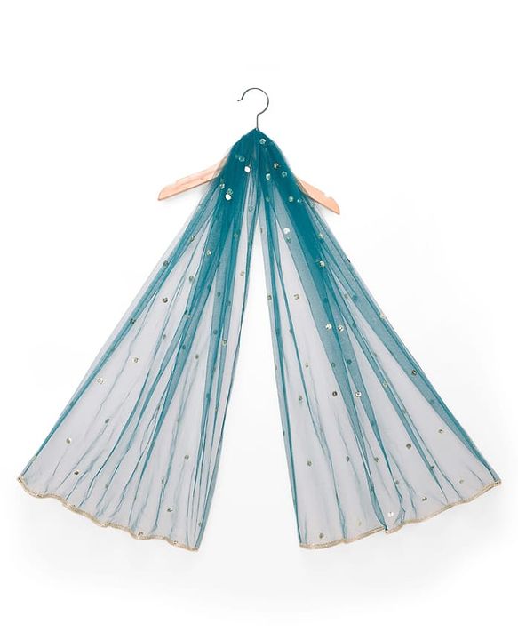 Babyhug Half Sleeves Floral Embroidered  Choli Lehenga & Dupatta Set - Teal