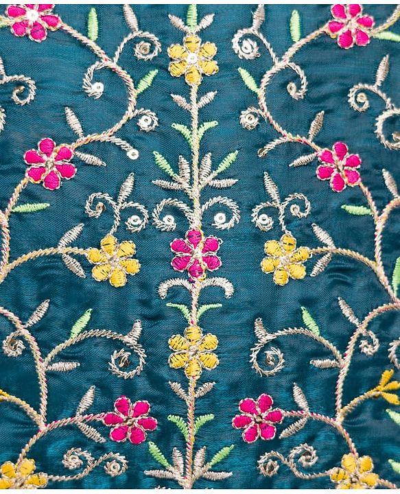Babyhug Half Sleeves Floral Embroidered  Choli Lehenga & Dupatta Set - Teal