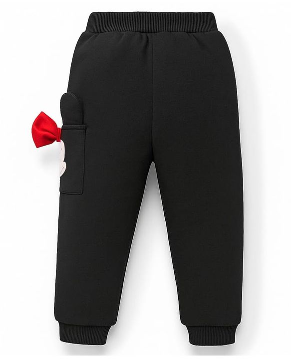 Babyhug Disney Terry Knit Trackpant with Minnie Mouse Graphics and Applique Detailing - Black