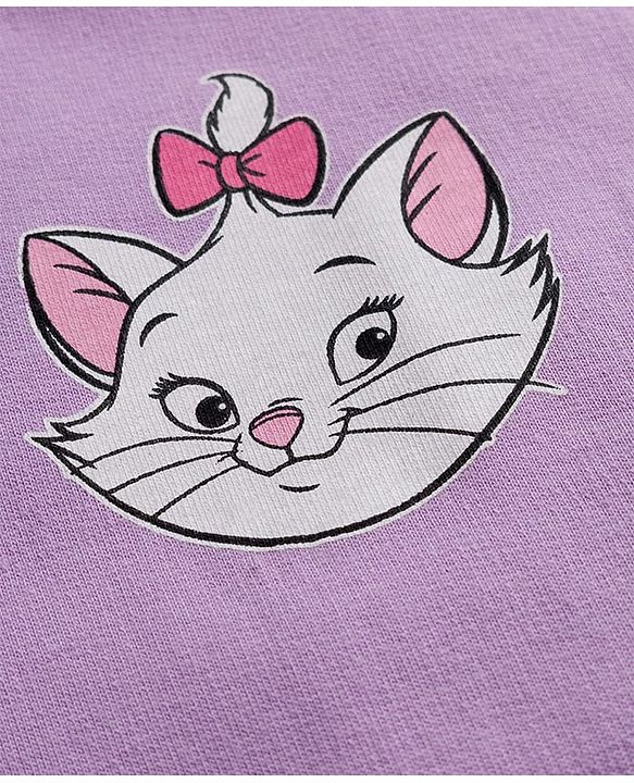 Babyhug Disney Terry Knit Drop Shoulder Full Sleeves Oversized Frock With Front and Back Marie & Friends Graphics - Lavender