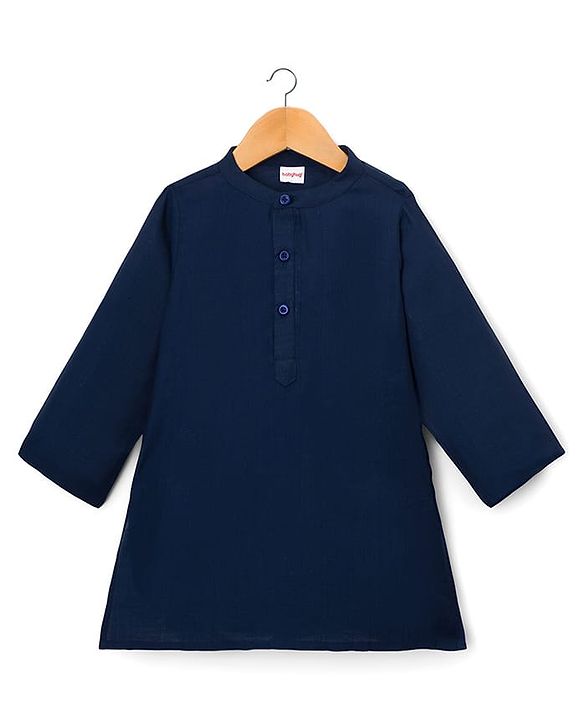 Babyhug Woven Full Sleeves Solid Kurta Payjama Set with Embroidered Jacket - Navy