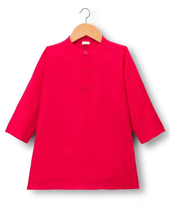Babyhug Cotton Blend Woven Full Sleeves Kurta Pajama Set with Embroidered Jacket - Dark Pink