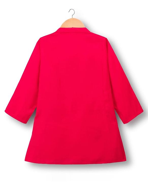 Babyhug Cotton Blend Woven Full Sleeves Kurta Pajama Set with Embroidered Jacket - Dark Pink