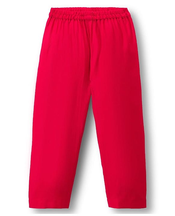Babyhug Cotton Blend Woven Full Sleeves Kurta Pajama Set with Embroidered Jacket - Dark Pink