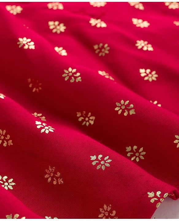 Babyhug Woven Full Sleeves Kurta Pajama Set With Floral Foil Print - Red