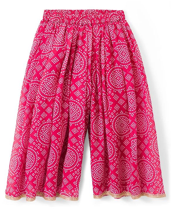 Babyhug Rayon Woven Frill Sleeves Printed Kurti Sharara with Dupatta - Dark Pink