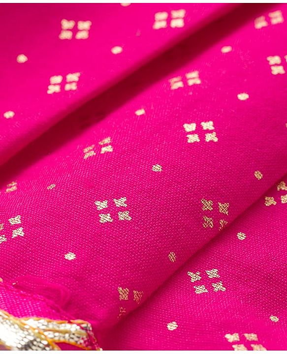 Babyhug Cotton Woven Three Fourth Sleeves Kurta Salwar Set With Floral Pint - Fuchsia