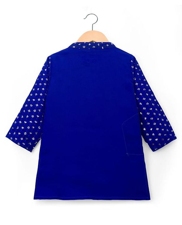 Babyhug Georgette Woven Full Sleeves Kurta Pajama Set With Sequin Detailing - Royal Blue