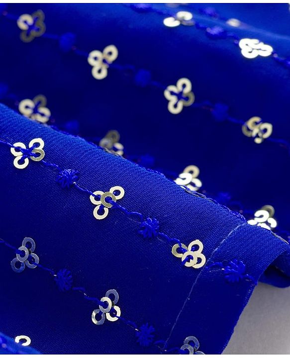 Babyhug Georgette Woven Full Sleeves Kurta Pajama Set With Sequin Detailing - Royal Blue