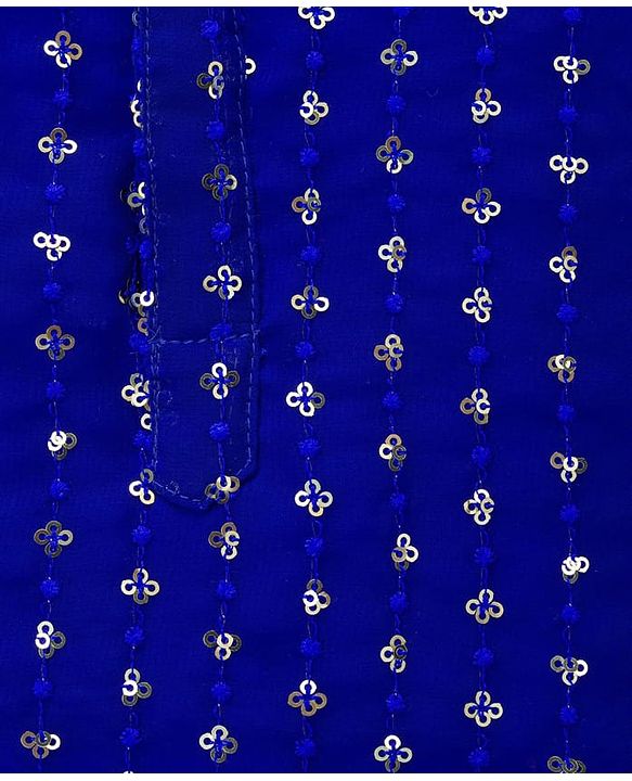 Babyhug Georgette Woven Full Sleeves Kurta Pajama Set With Sequin Detailing - Royal Blue