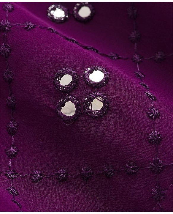 Babyhug Georgette Woven Full Sleeves Kurta Pajama Set With Mirror Embroidered - Purple