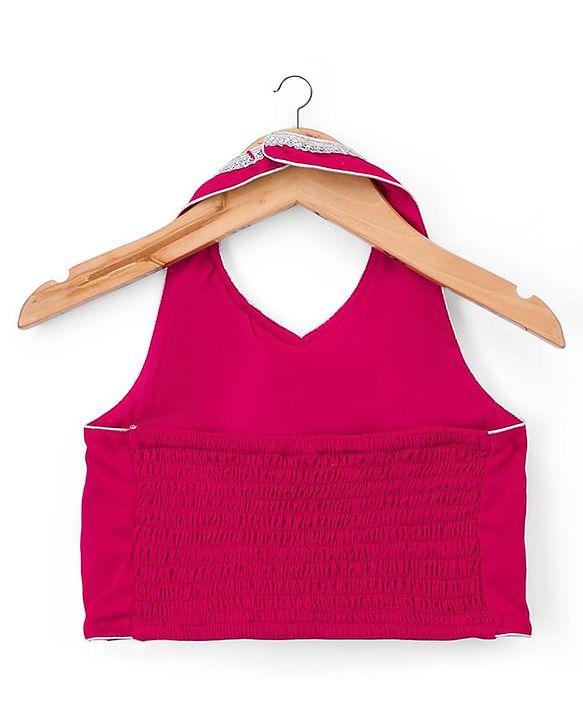 Babyhug Georgette Woven Top & Palazzo Set With Three Fourth Sleeves Embroidered Jacket - Fuchsia
