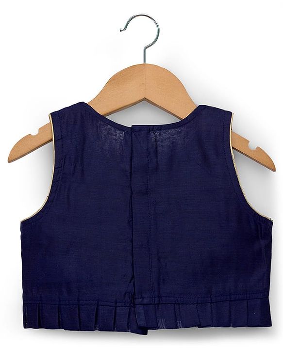Babyhug Sleeveless Georgett Woven Foil Printed Choli Lahenga with Dupatta -  Navy