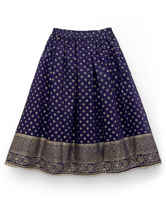 Babyhug Sleeveless Georgett Woven Foil Printed Choli Lahenga with Dupatta -  Navy