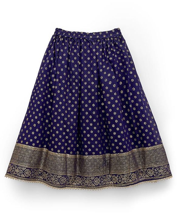 Babyhug Sleeveless Georgett Woven Foil Printed Choli Lahenga with Dupatta -  Navy