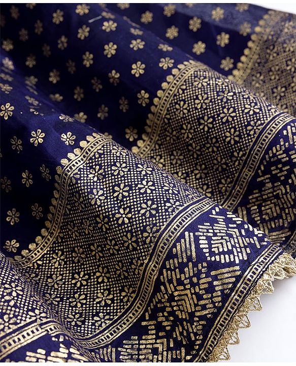 Babyhug Sleeveless Georgett Woven Foil Printed Choli Lahenga with Dupatta -  Navy