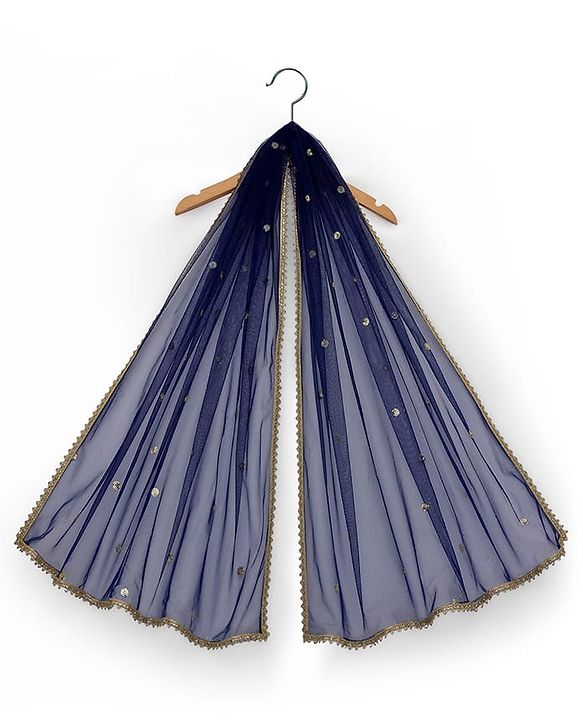 Babyhug Sleeveless Georgett Woven Foil Printed Choli Lahenga with Dupatta -  Navy