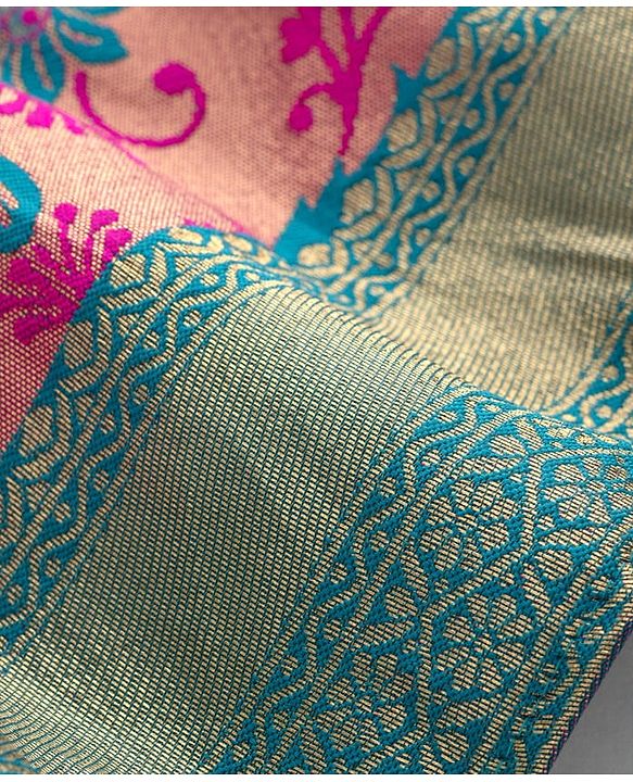 Babyhug Brocade Woven Half Sleeves Ethnic Dress With Floral Embroidery & Print - Fuschia
