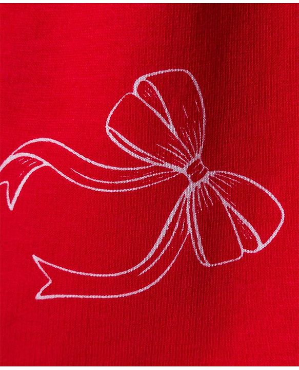 Babyhug Disney Single Jersey Knit Full Sleeves Frock With Minnie Mouse Graphics - Red