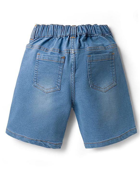 Pine Kids Denim Woven Washed Above Knee Length Shorts - Blue