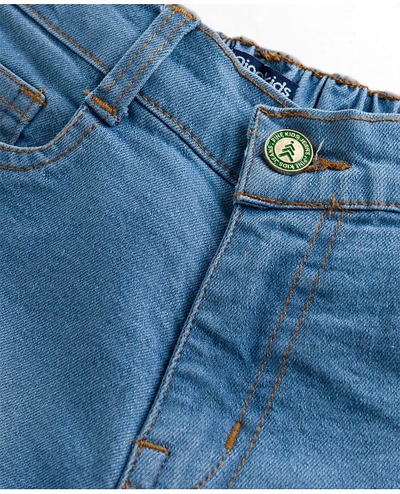 Pine Kids Denim Woven Washed Above Knee Length Shorts - Blue
