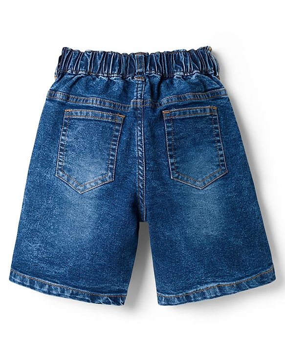 Pine Kids Denim Woven Washed Above Knee Length Shorts - Blue