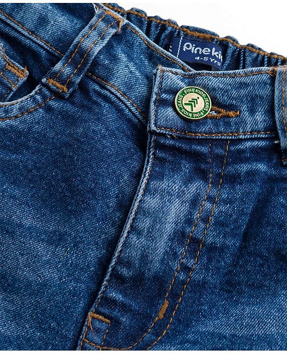 Pine Kids Denim Woven Washed Above Knee Length Shorts - Blue