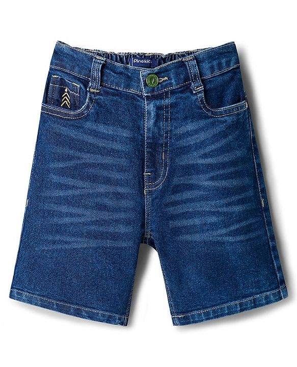 Pine Kids Denim Woven Washed Above Knee Length Shorts - Blue