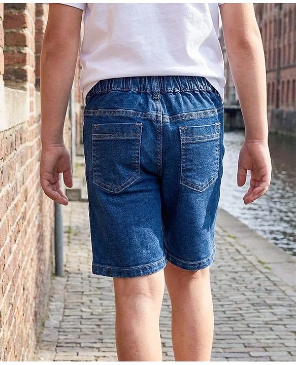 Pine Kids Denim Woven Washed Above Knee Length Shorts - Blue