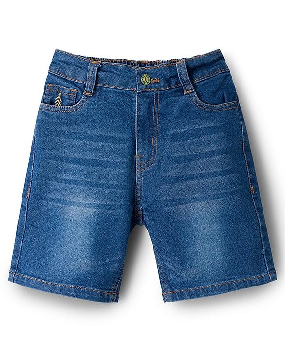 Pine Kids Denim Woven Washed Above Knee Length Shorts - Dark Blue