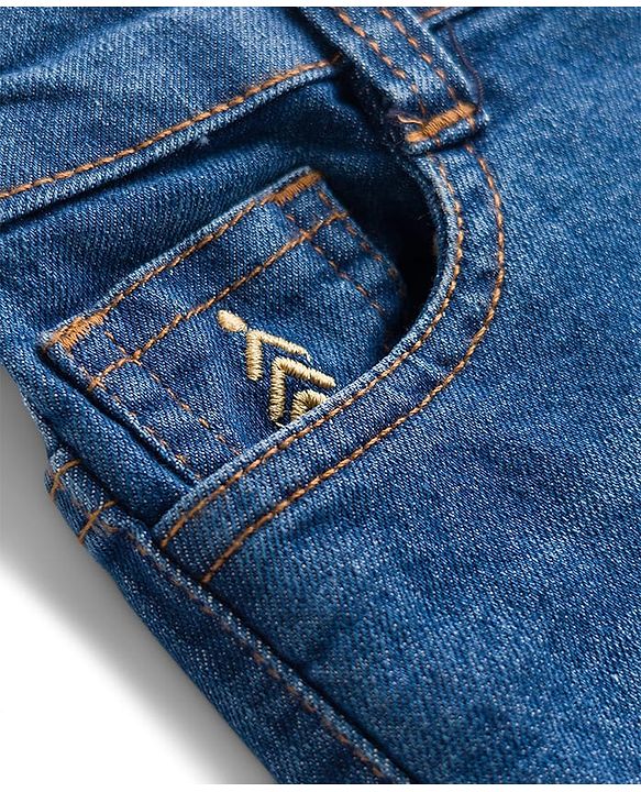 Pine Kids Denim Woven Washed Above Knee Length Shorts - Dark Blue