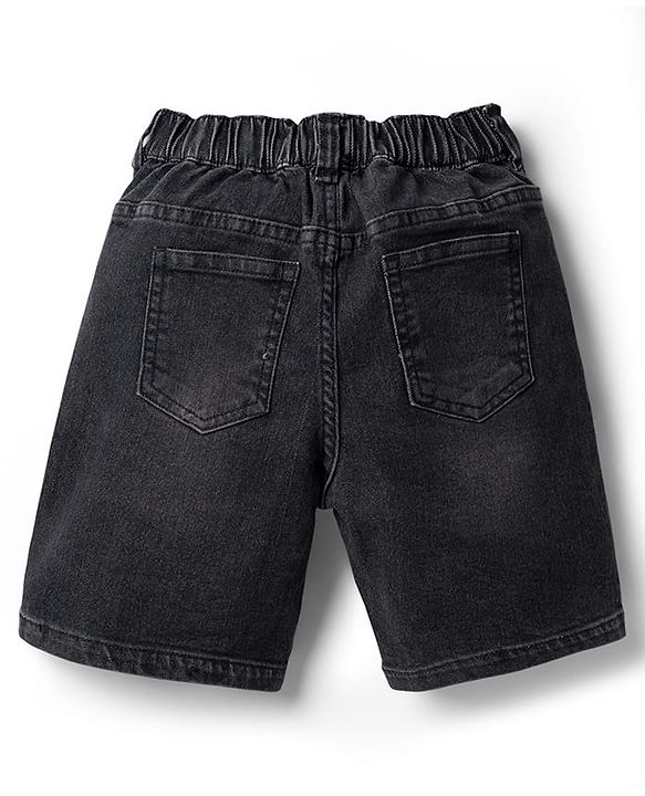 Pine Kids Denim Woven Washed Above Knee Length Shorts - Chacoal Grey