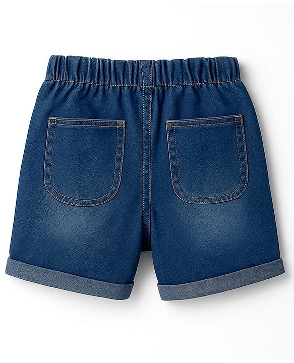Pine Kids Cotton Elastane  Woven Above Knee Length Solid Shorts - Navy Blue