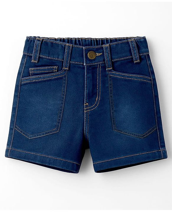 Pine Kids Woven Above Knee Length Solid Color Shorts - Navy Blue