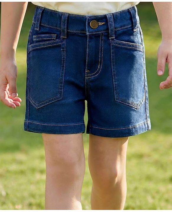 Pine Kids Woven Above Knee Length Solid Color Shorts - Navy Blue