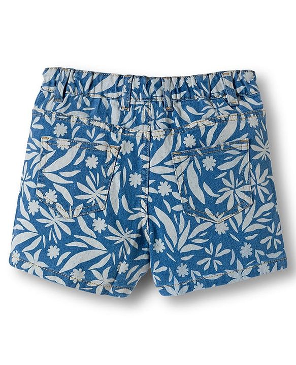 Pine Kids Cotton Elastane Woven Above Knee Length Shorts With Floral Print - Blue