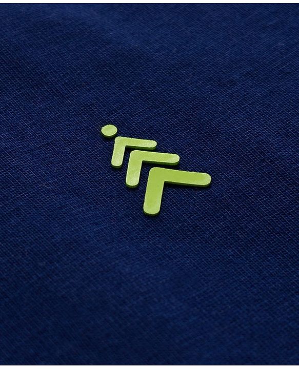 Pine Kids Cotton Knit Half Sleeves T-Shirt With Brand Logo Print - Navy Blue