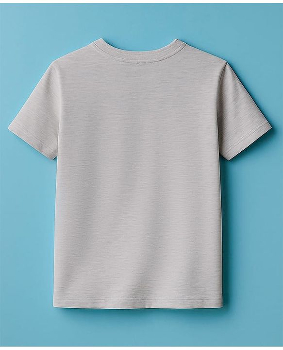 Pine Kids Cotton Knit Half Sleeves T-Shirt With Brand Logo Print - Navy Blue