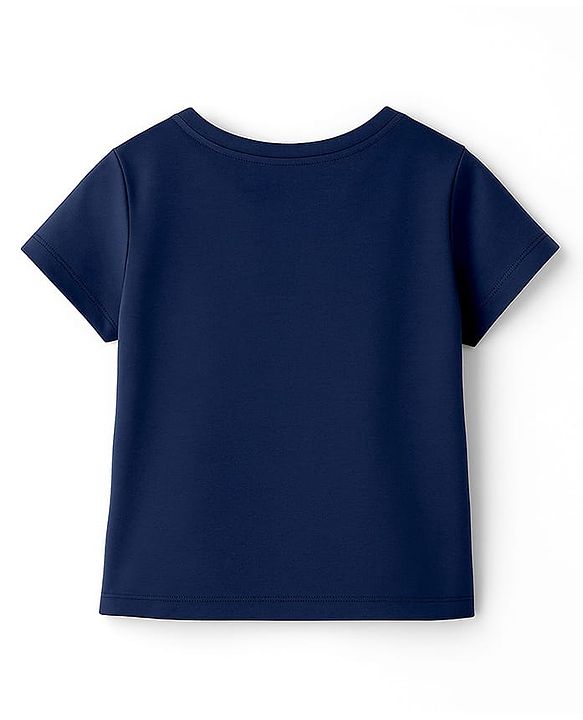 Pine Kids Cotton Knit Half Sleeves T-Shirt Butterfly Print - Navy Blue