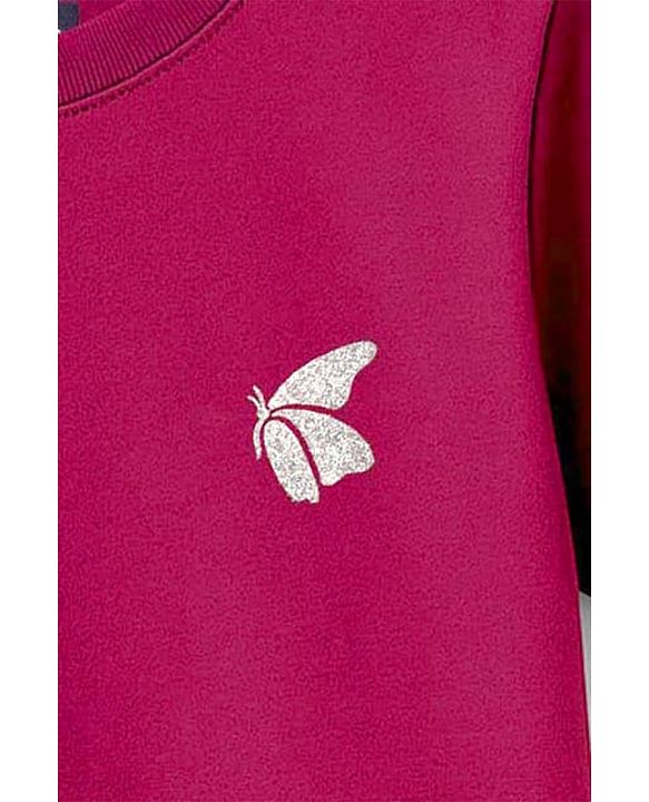 Pine Kids Cotton Knit Half Sleeves T-Shirt Butterfly Print - Navy Blue