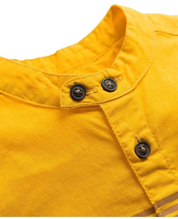 Pine Kids Cotton Woven Full Sleeves Solid Shirt with Stripes - Olive Green